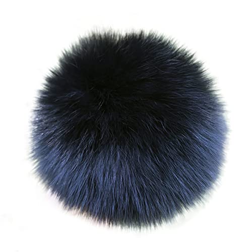 Queenbox 5in Fluffy Pom Pom Balls Faux Raccoon Fur Pompom with Press Snap Button for Hat, Scarves, Gloves, Bags, Shoes, Keychains, Black
