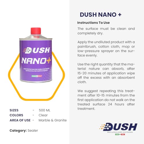 Image of Dush Nano+ Stain Protection for Marble and Granite | Advanced Sealant Guard Against Stains and Spills | Long-Lasting Marble and Granite Protector (500 ML)