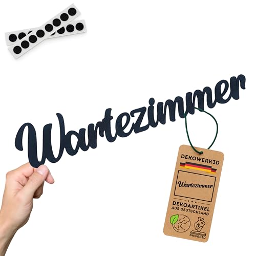 DKWRK3D Wartezimmer Schild klebend - Kunststoff Warteraum Schriftzug - Arztpraxis Türbeschriftungen - Beschriftung Türschild für Praxis - Zahnarzt Tür Aufkleber - Praxisschild - Klebeschild (L)