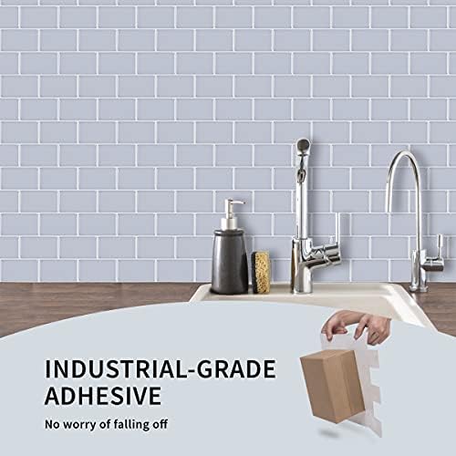Amazon Brand  Umi 12"x12" Subway Kitchen Tiles Self Adhesive Backsplash, Self Adhesive Splashback for Kitchen and Bathroom,Tile Stickers for Walls Panels (10 Sheets, Thicker) (Grey)