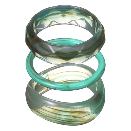 Bracelet jonc en résine acrylique lot de 3 manchette large géométrique bleue femme