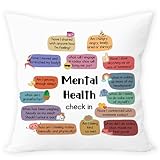 LNOKRIM Counselor Must Haves Soft Throw Pillow Case Cushion Cover Decor for Positive Mental Health Happiness Pillowcase for Sofa Couch Bed 18x18 inch Inspirational Gift