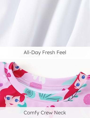 Image of Disney Frozen Elsa Stitch Marvel Toddler Girl Two Piece Long Sleeve UPF50+ Swimsuit Rashguard Sets Bathing Suit
