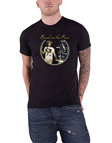 Paul McCartney T Shirt Wings Band On The Run Logo Official Mens Black - Les Beatles, Paul McCartney, John Lennon, RIngo Starr, George Harrison Paul McCartney T Shirt Wings Band On The Run Logo Official Mens Black