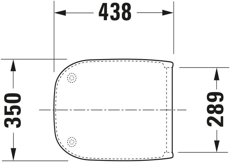 Diagram showing dimensions of Duravit D-Code Compact toilet seat