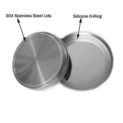 Aikeve Stainless Steel Mason Jar Lids,12 Pack Polished Surface,Reusable And Leak Proof,Storage Caps With Silicone Seals For Wide Mouth Size Jars thumb #2