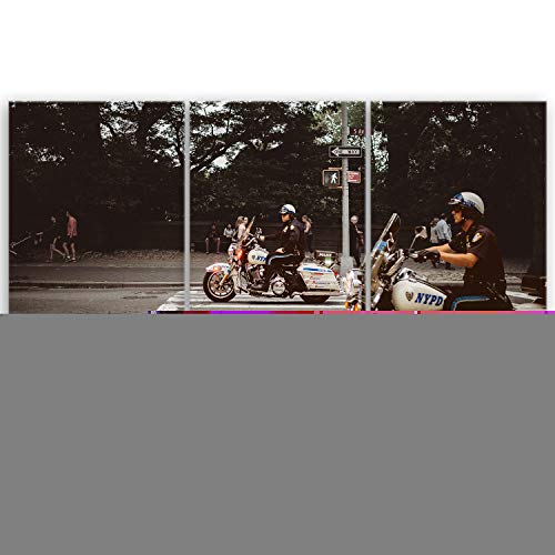 ge Bildet Bild auf Leinwand | New York City Police N in 120x80 cm mehrteilig als Wandbild XXL | Wand-deko Dekoration Wohnung modern Bilder | 2283II Cover