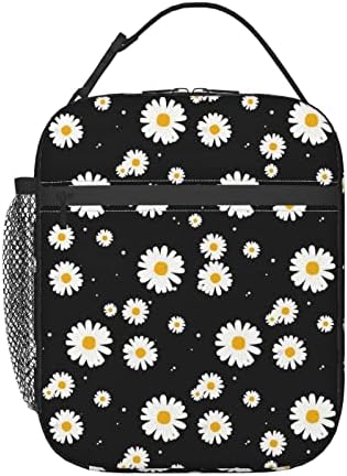 Daisy Floral Lunch Box for Women Men Insulated Reusable Portable Lunch Tote Bag, Lunch Cooler Thermal Bag Leakproof Lunchbox for Adults Office Work Picnic Travel