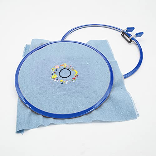 Harilla 22Cm Embroidery Hoop Circle Stitch Plastic Spring Tension Adults Beginners Needlework Crafts Display Tool Supplies Sewing Favor, Blue, 22Cm #TOP4