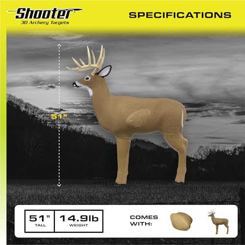 Image of SHOOTER Buck 3D Archery Target, Replaceable Insert for Long Life, Weather-Resistant Construction, High-Density Impact-Response Foam Withstands Field Points, Broadheads, and Expandables