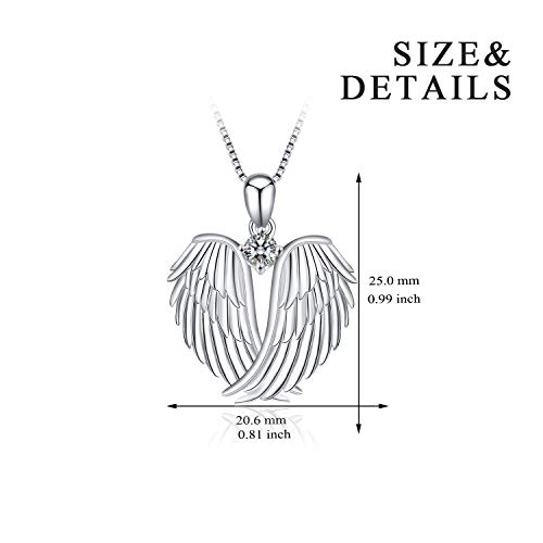 YFN Angel Wings Necklace 925 Sterling Silver Guardian Angel Wings Pendant Necklace Birthstone Necklace for Women Girls Christmas Jewelry Gifts4