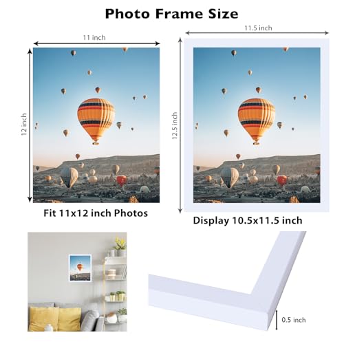 Image of JCJMY 11x12 Picture Frame White for Wall Hanging or Tabletop, Wall Mounting Horizontally or Vertically, 11 x 12 Wall Gallery Poster Photo Frame with Shatter Resistant Plexiglass, White