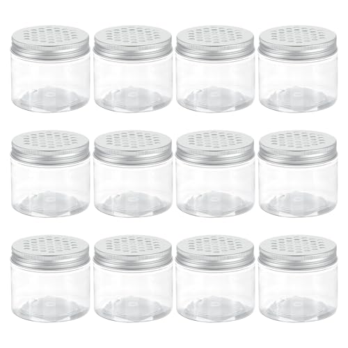HARFINGTON 12 Pcs Empty Scent Beads Storage Container 5oz/150ml Air Freshener Tins Round Refillable Spice Containers Plastic Jars Sample for Travel Storage