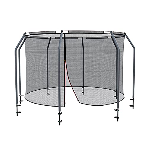 Ampel 24 Sicherheitsnetz für Deluxe Trampolin Ø 366 cm, Netz mit 8 Stangen & Schutzring komplett, Ersatznetz innenliegend reißfest, Gestänge schwarz Cover