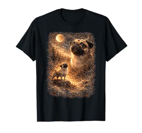 Pug Howling at The Moon Retro Graphic Dog Lovers T-Shirt