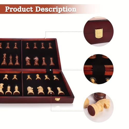 Set de Ajedrez de Madera Extra Grande 20" Plegable miniatura 6