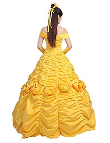 Ainiel Women's Cosplay Costume Princess Dress Yellow Satin (S, Style 1) #TOP4