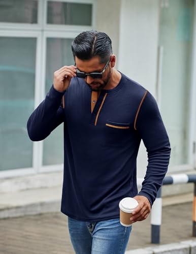 COOFANDY Men's Henley Long Sleeve Shirts Casual Button T-Shirt Pullover Basic Tees with Pocket2