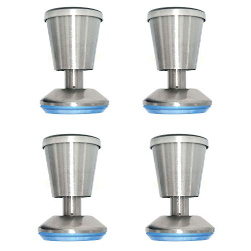 NUZAMAS Juego de 4 Patas de Armario para Cocina, con Forma de Taza, 80mm de Alto, para Barra de Desayuno, Patas de Mesa de Escritorio, Patas de Muebles, Acero Inoxidable, Altura Ajustable de 0 a 5mm