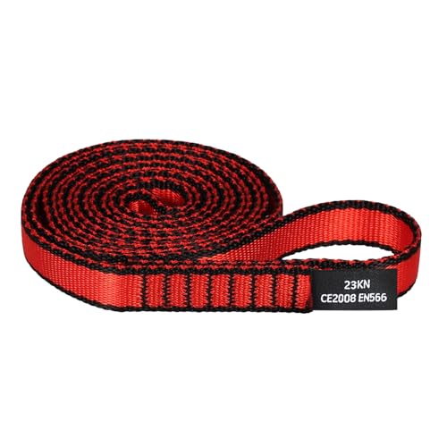 18MM Nylon Climbing Sling Runner - 23KN CE2008/EN566 Certified Climbing Webbing for Rock Climbing Rappelling Mountaineering Outdoor Adventures Emergency Anchoring 120cm/ 48inch |Pack of 1Red