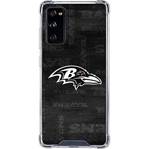 Skinit Clear Phone Case Compatible with Galaxy S20 FE - Officially Licensed NFL Baltimore Ravens Black & White Design