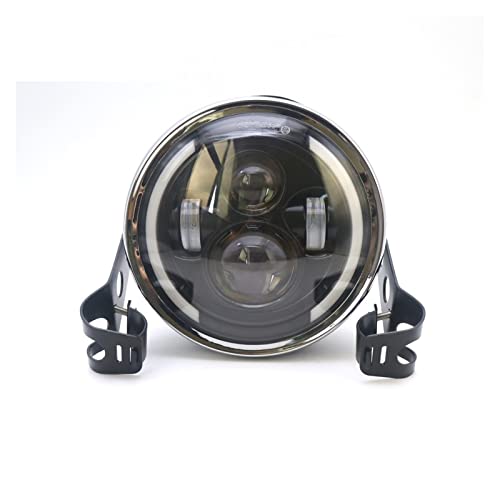 Phare Rond LED 7'' Moto Solution Éclairage Puissant avec Fixation Fourche 28-43mm Contre la Brume