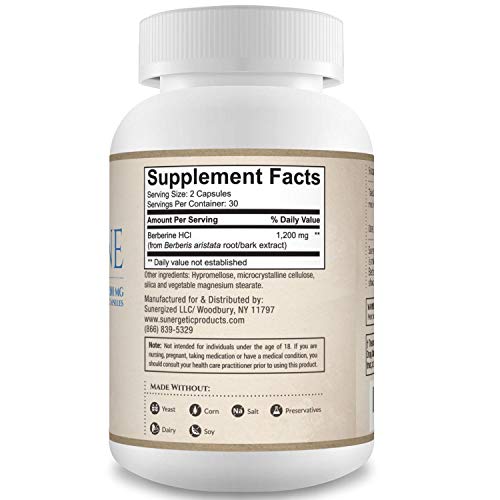 image for Sunergetic Premium Berberine Supplement - 1200mg of Berberine Per Serv
