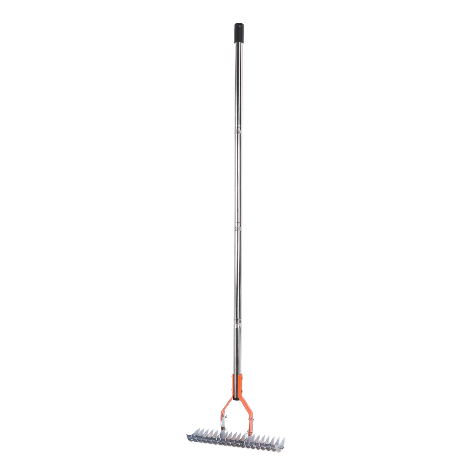 HEEPDD Robusto Rastrello in Paglia da 14,7 Pollici, Scarificatore per Prato in Acciaio Al Carbonio con Manico Regolabile per un'efficace Rimozione del Muschio nel Tuo Giardino (4 Sezioni)