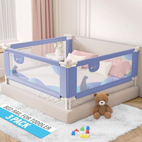 Motherly Haven Bed Rail for Toddlers Bed Rails Guard for Queen Size Bed, Adjustable Height & Secure Safety Queen Size Bed Rails - (3 Sides)