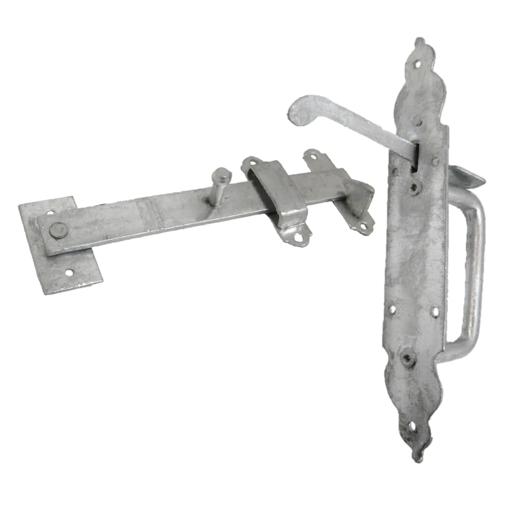 Wyre Direct Black - Heavy Duty Suffolk Latches For Garden Gate, Ornamental Long Latch Gothic Thumb Catch - Suffolk Gate Latch For Wooden Gates, Galvanised Suffolk Latch For Wooden Garden Gates (Hot Dipped)