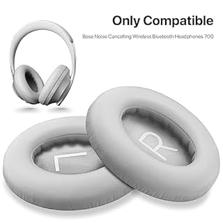HATOFES Coussinets pour Casque Bose 700 avec Suppression du Bruit (NC700) - Coussinets de Rechange en Cuir synthétique Souple, Mousse à mémoire de Forme Luxueuse (1 Pair Grey Earpads)