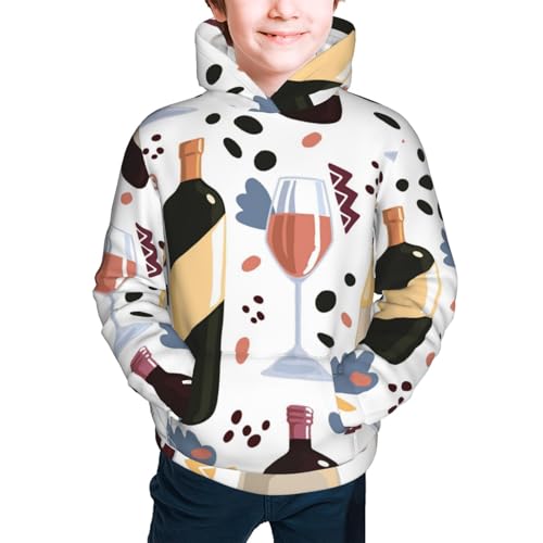 Wine Bottles Glasses Kid Hoodies Boys Sweatshirts Girls Pullover with Pocket3