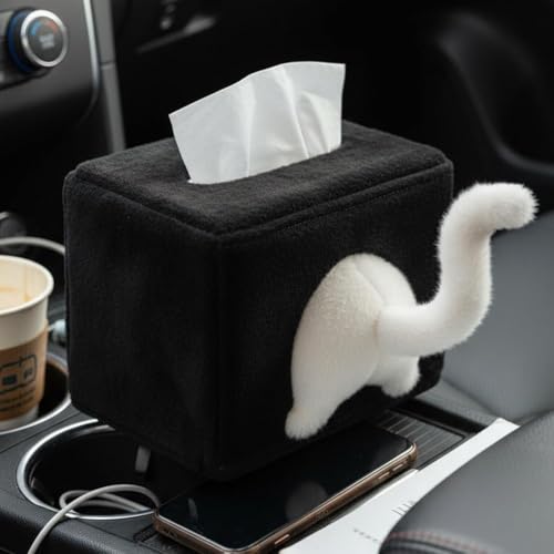 Shnmersy ふわふわティッシュケース ぬいぐるみ 愛らしい猫のお尻型 ティッシュボックスカバー かわいい しっぽ 子猫 クリエイティブなティッシ ュホルダー ナプキンボックス インテリア バスルーム キッチン 洗面台 洗面所 車用 [並行輸入品] [5]