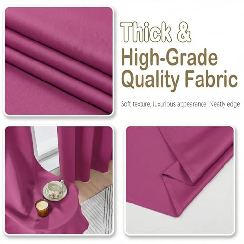 Image of Hot Pink Blackout Curtains for Bedroom 72 Inch Length 2 Panels Set, Thermal Insulated Curtains for Living Room Nursery, Energy Saving Window Drapes for Patio French Door Front Door, 2x40Wx72L