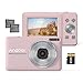 Andor Digital Camera, 32GB Memory Card, 1080P Portable Mini Camera, 44MP, 2.45-inch IPS Display, 16x Digital Zoom, Comes with 2 Batteries, Perfect Kids Camera for Holiday Vlog Shooting - Pink.