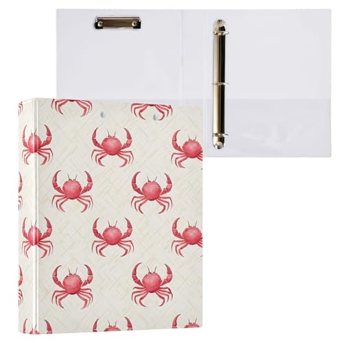 ALAZA Red Crab Cartoon 3 Ring Binders with 3 Interior PVC Clear Pockets Clipboard Versatile Binders 200 Sheets for Office Home School 2 Pack
