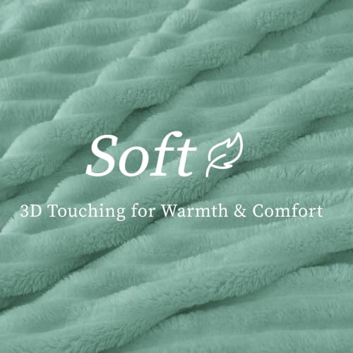 Image of BEDELITE Ribbed Twin Blanket for Couch & Bed, Seafoam, 60 inchx80 inch | Ultra-Soft Plush Fleece, Cozy, Warm Yet Lightweight, Ribbed Texture, Home Decor, Machine Washable, Giftable, All-Season Use