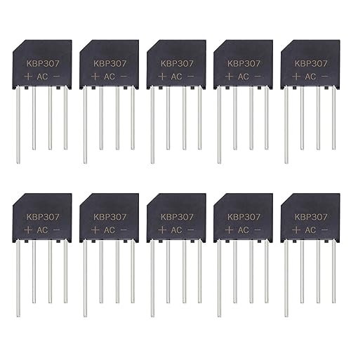 Image of KBP307 Diode Bridge Rectifier KBP307G Single Phase Flat Rectifiers 3A 700V 4 Pin for PCB Boards (20 Pack)