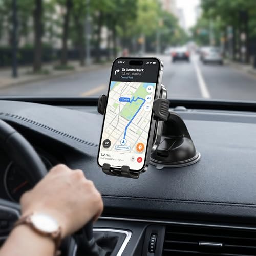 Image of Car Mobile Holder and Phone Stand | Dashboard Windshield Mount | Anti Slip Gel Suction Base | 360 Degree Adjustable Viewing | Pack of 1