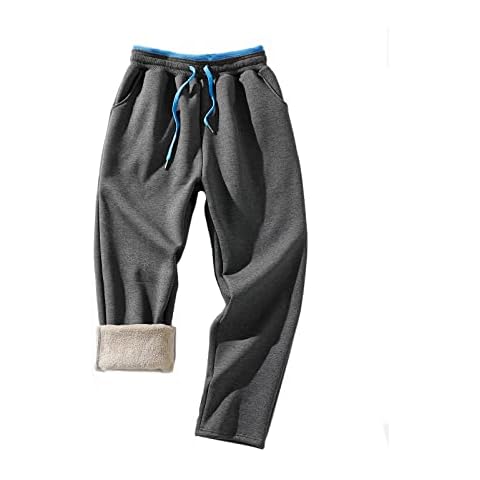 HeSaYep Men's Fleece Sweatpants Sherpa Lined Sweatpants Winter Warm Pants Lounge Athletic Pants with Pockets,Dark Grey XX-Large Cover