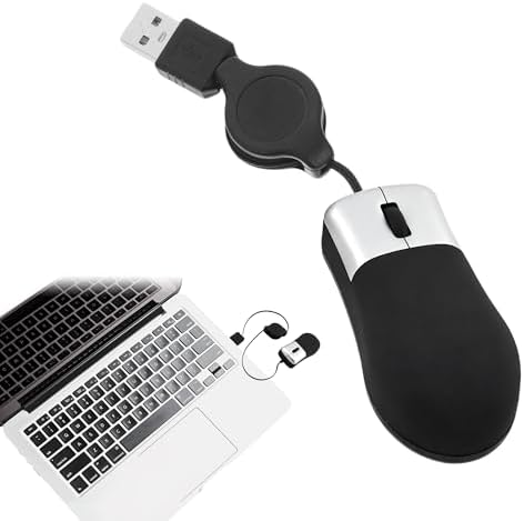 Mini Mouse,1PCS Mini Travel Mouse,Black Retractable Cable Wired U...