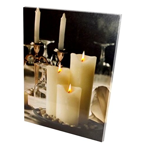 Quadro LED Su Tela Con Candela Tremolante - 30x30 Cm - Batterie Incluse - Decorazione Murale - Foto 11