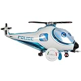 balloa Folienballon XXL Polizei Hubschrauber, Helium Ballon Polizeimotiv...