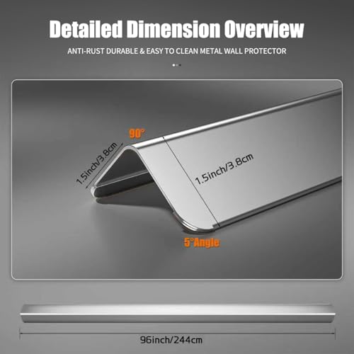 Image of 96x1.5x1.5 Inch （No adhesivey） 304 Stainless Steel Wall Corner Guards (10-Pack) Heavy Duty Rounded Corner Protector, Smooth Folded Edge Design for Wall Protection 90 Angle Metal Edge Guard
