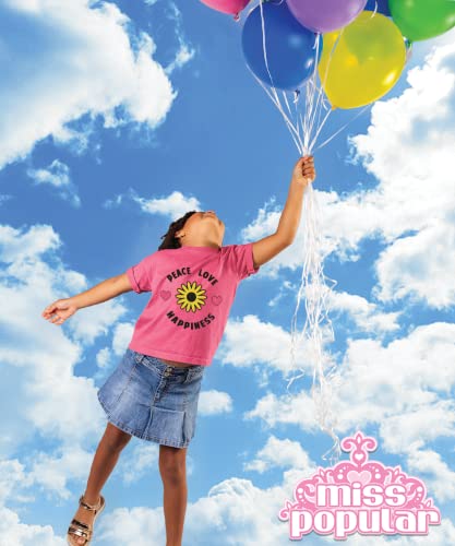 MISS POPULAR Girls 4-Pack Super Soft Short Sleeve T-Shirts Rainbow Butterfly Glitter Print Cute Design| Sizes 7-163