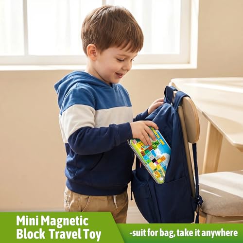Image of Mini Magnetic Blocks Pet Travel Toys, 35 PCS Magnetic Building Cubes with Metal Storage Case for Kids Ages 3-8, STEM Montessori Construction Toys for Toddlers, Airplane & Car Ride Essentials