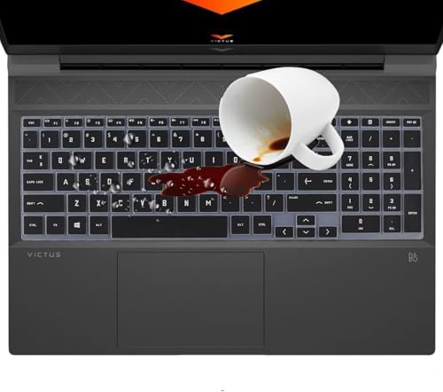 Image of Oaky Keyboard Cover for 2025 2022 HP Victus 15.6 inch FHD Gaming Laptop 15-FA1093dx 15-FB1013dx Series & HP Victus 16.1 inch Waterproof Dust-Proof Ultra Thin Keyboard Skin Protector - Silicon Black