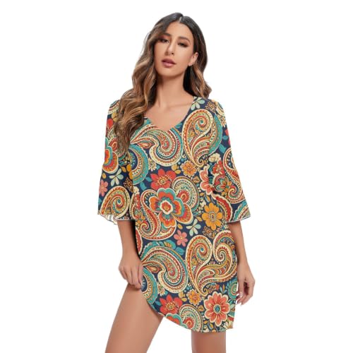 Robe en mousseline de soie légère anti-transpiration style bohème fluide coupe décontractée