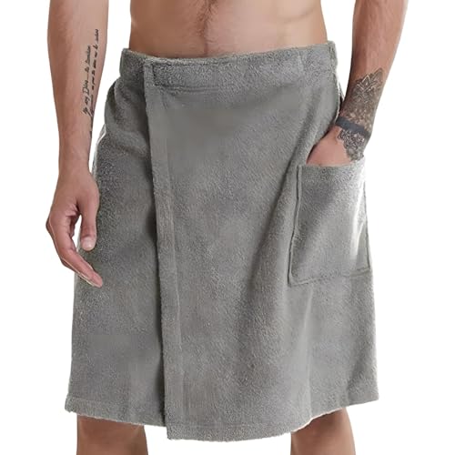 JazRvr Saunakilt Herren Saunakilt Sauna Kilt Männer Saunahandtuch Herren 60 X 150 cm Baumwolle Komfortabel Atmbar Feuchtigkeitsabsaugend Elastisch Und Frei Einstellbar (Grau)