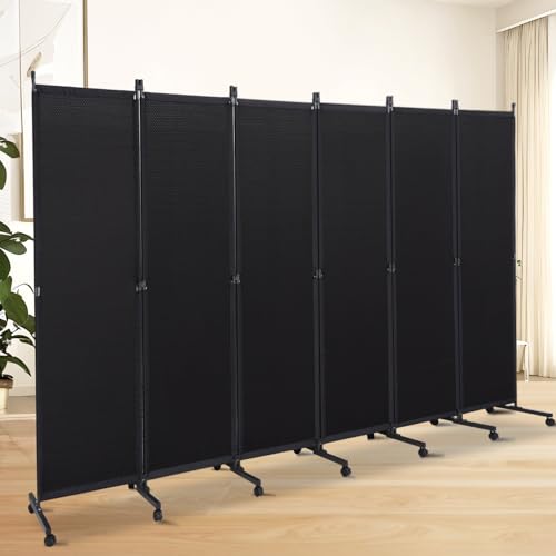Room-Divider-Screen-Wide-Room-Divider-PanelWheels-Decorative-Divider-for-Room-Separation-6-Panel-Portable-Wall-Divider-Freestanding-Room-Partitions-and-Dividers-Black-Room-Separator-for-Studio Room Divider Screen Wide Room Divider PanelWheels Decorative Divider for Room Separation 6 Panel Portable Wall Divider Freestanding Room Partitions and Dividers Black Room Separator for Studio